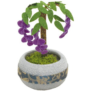 季節の鉢植え ミニ 5月 藤 手作りちりめん細工 なごみの和雑貨 置物 春の風物詩 インテリア 季節の飾り 京都発