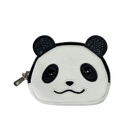 本革 ミニポーチ パンダ イタリア製レザー キーチェーン付き ナスカン付き カニカン付き マルチポーチ メイクポーチ コインケース 動物型ポーチ 小物入れ バッグチャーム 薄型 コンパクト 収納 かわいい おしゃれ プレゼント