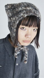 リトルサニーバイト little sunny bite グラディエーション ニット ハット ワッチキャップ ビーニー モヘア 耳あて ひも付き グレー ブラック 黒 レディース メンズ ユニセックス ガールズ もふもふ ふわふわ 耳つき リボン