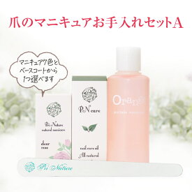 【人気爪ケアセット】爪のマニキュアお手入れセットA ネイルオイル ネイルケア専門サロン 全国15店舗のプリナチュール監修 爪やすり 自爪風マニキュア ネイルトリートメントベースコート 爪やすり 爪ケア 爪保護 ポリッシュ ネイルケアオイル マニキュアは全8種類から1本選択