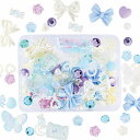 デコパーツ ラインストーン ミックス ブルー系【 ホイップデコ トレカデコ 大量 花 推し活 リボン ハート バラ かわいい キャンディ キラキラ バタフライ 天使の羽 硬質カードケース デコ レジン ハンドメイド 】