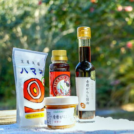 【伊豆大島 厳選 調味料セット】 ハマネ 青唐がらし醤油 青唐がらし味噌 ソース 調味料 塩 醤油 味噌 ソース ギフト 贈り物 お歳暮 お中元 プレゼント 伊豆 大島 特産品