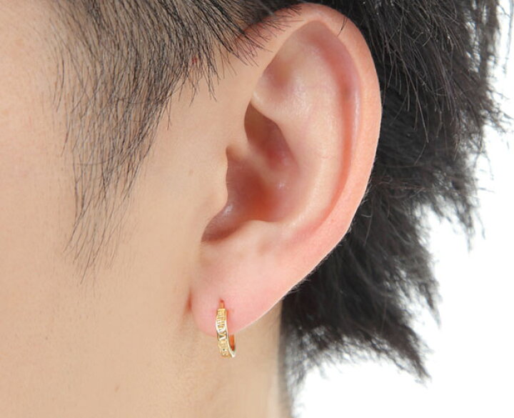 楽天市場 メンズ ピアス メンズピアス K18 18k 18金 Yg 片耳 フープ ピアス アトラス風 ローマ数字 メンズジュエリー プレゼント イエローゴールド ギフト 誕生日 普段使い キャッチレス プレゼント ジュエリー ピースマイル