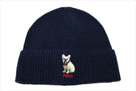 ポロ ラルフローレン ニット帽 ニットキャップ ビーニー Polo Ralph Lauren EMBROIDERED FRENCHIE BEANIE (ブラック/ネイビー/フレンチ/ブルドッグ/キャップ/帽子/スキー/スノーボード/メンズ/レディース/メール便）