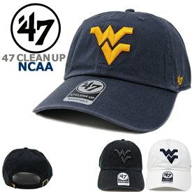 47 Brand フォーティーセブンブランド カレッジ キャップ 47 CLEAN UP NCAA クリーンアップ ウェストバージニア大学 West Virginia University Mountaineers (マウンテニアーズ/ネイビー/ブラック/ホワイト/バスケットボール/ゴルフ/フットボール/大学/メンズ/レディース）