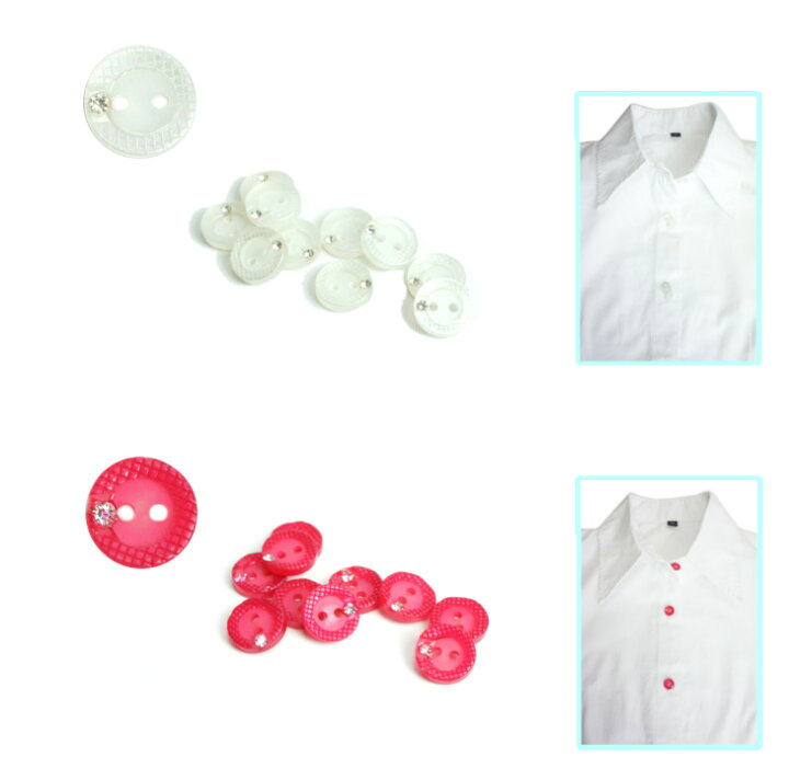 楽天市場 最大1000円offクーポン有 10個入り ラインストーン付 2穴 ボタン 11mm 幅 10 シンプル キラキラ 白 クリア ホワイト ピンク 手芸 ぼたん 釦 制服アレンジ ブラウス シャツ 卒業式 入学式 アレンジ デコ ハンドメイド セット 日本製 キッズバッグ
