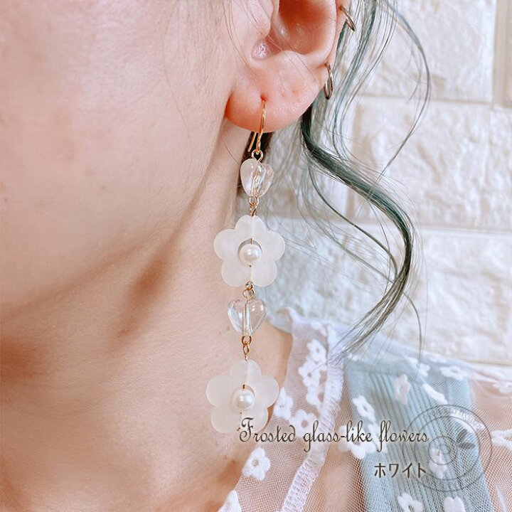 楽天市場】【完売】 花 ハート ピアス 金属アレルギー 樹脂ピアス 