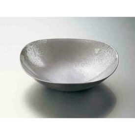 日本製山中漆器　洗練された曲線がモチーフの銀色の盛鉢