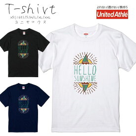 Tシャツ メンズ 半袖 プリント Uネック クルーネック 丸首 綿 半袖 カットソー おしゃれ アメカジ ストリート カジュアル レディース ユニセックス 大きいサイズ対応 夏 サマー イラスト 太陽 海 ヨット