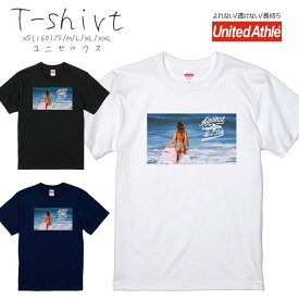 Tシャツ メンズ 半袖 プリント Uネック クルーネック 丸首 綿 半袖 カットソー おしゃれ アメカジ ストリート カジュアル レディース ユニセックス 大きいサイズ対応 海 ビーチ サーフ サーフィン ガール セクシー