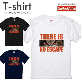 Tシャツ メンズ 半袖 プリント Uネック クルーネック 丸首 綿 半袖 カットソー おしゃれ アメカジ ストリート カジュアル レディース ユニセックス 大きいサイズ対応 ふくろう 目 ロゴ THERE IS NO ESCAPE かっこいい