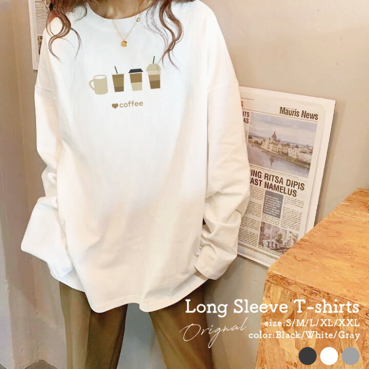 楽天市場】Tシャツ ロンT 長袖 レディース トップス プリントT 丸首 