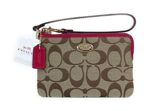 �y�X�y�V�����zCoach �R�[�` ���X�g���b�g �V�O�l�`���[ �R�[�i�[ �W�b�v 64643 �J�[�L/�N�����x���[�y�V�i�zCOACH Signature Corner Zip (Style F64643 IMA9H) IM/Khaki/Cranberry