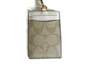 yXyVzR[` IDP[X VOl`[ [h COACH Signature PVC Lanyard ID F63274 IMDQC IM/Light Khaki/Chalk [sAi]