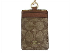 yXyVzR[` IDP[X VOl`[ [h COACH Signature PVC Lanyard ID F63274 IMBDX IM/Khaki/Saddle