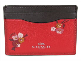 【在庫処分】[コーチ] カードケース ベイビー ブーケ COACH BABY BOUQUET FLAT CARD CASE F32006 SVNOF SV/Bright Red Multi