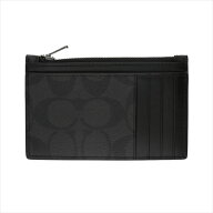 コーチ 小銭入れ カードケース COACH Zip Card Case Signature C4281 QBA45 QB/Black/Blcak