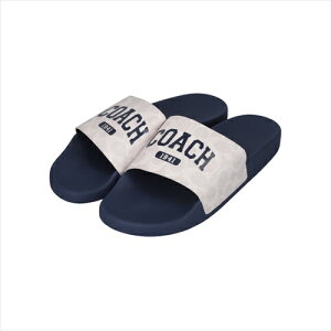 R[` T_ COACH VAR Signature PVC Slides US10 EU43 28cm CBR46 XJF Deep Blue/Chalk