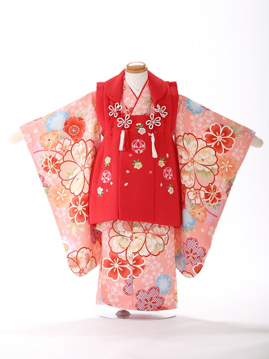 楽天市場 七五三 着物 ３歳 レンタル 女の子 七五三 衣装レンタル 赤 桜 ひふレンタル 七五三 3歳 女の子 被布レンタル しちごさん 身長９０cm １００cm 着付けマニュアル付き３泊４日レンタル 往復送料無料 ピンク Jk3226 古典 身長 90cm 95cm 100cm 着物