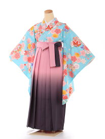 【卒業式 袴 レンタル 小学生】【女の子 小学生卒業式フルセット】 【148cm-153cm】 女袴 小振袖 はかま ハカマ 着物レンタル 小学生 フルセット 往復送料無料 水色 pink 袴 0051 【レンタル】