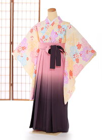 【卒業式 袴 レンタル 小学生】【女の子 小学生卒業式フルセット】 小振袖 はかま ハカマ 着物レンタル 京都仕入着物 小学生 中学生 Sサイズ 【148cm-153cm】 フルセット黄色 pink 袴 往復送料無料 0054【レンタル】