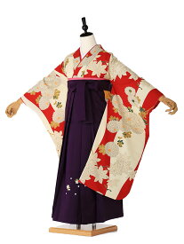 【卒業式 袴 レンタル 小学生】【女の子 小学生卒業式フルセット】【モダンスタイル】【九重】 【148cm-153cm】フルセット 往復送料無料 赤 purple袴 0114 【レンタル】