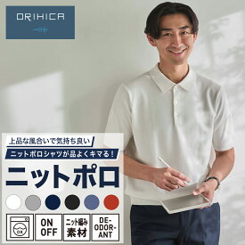 ポロシャツ メンズ 半袖 ビジネス 【ORIHICA公式】 ニットポロ ビズポロ 洗える 涼しい クールビズ ストレッチ ノーアイロン オフィスカジュアル ゴルフ きれいめ 無地 夏 30代 40代 50代 おしゃれ オリヒカ
