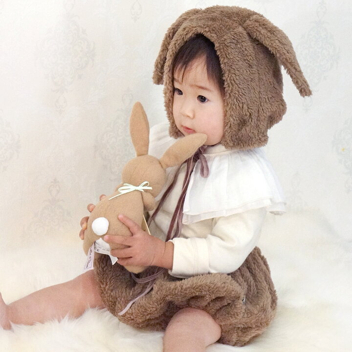 楽天市場 うさぎ なりきり コスチューム なりきりboo 衣装 仮装 コスプレ ベビー ボンネット スタイ ブルマ セット ベビー キッズ 女の子 男の子 フリーサイズ ボア ブラウン ベルアンドブー Belle Boo クリスマス インポート子供服 バケーション