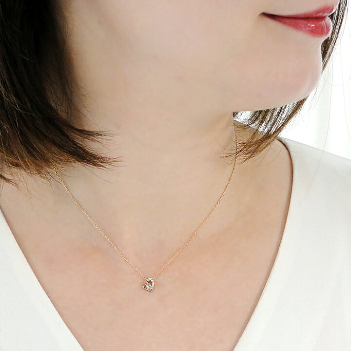楽天市場】K18PG ダイヤモンド ハートモチーフ ネックレス【0.10ct  