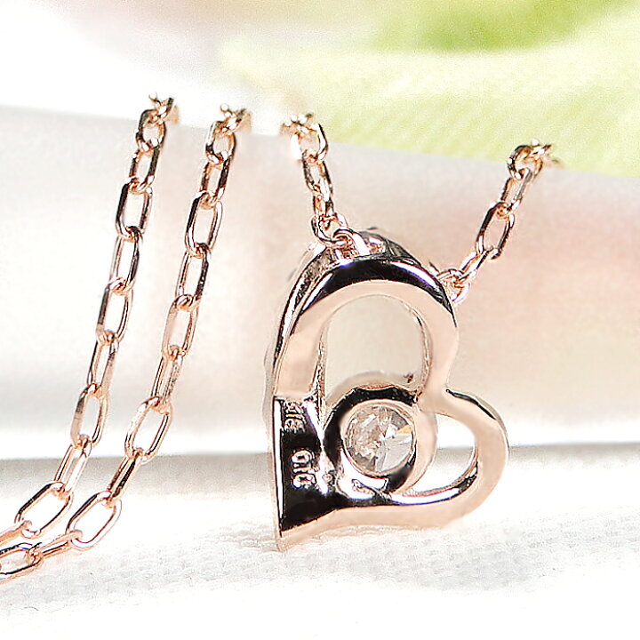 楽天市場】K18PG ダイヤモンド ハートモチーフ ネックレス【0.10ct  
