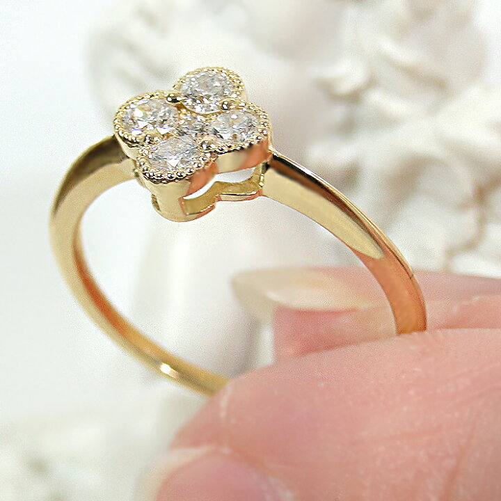 楽天市場】K18 フラワーモチーフ ダイヤモンド リング【0.30ct】 花  
