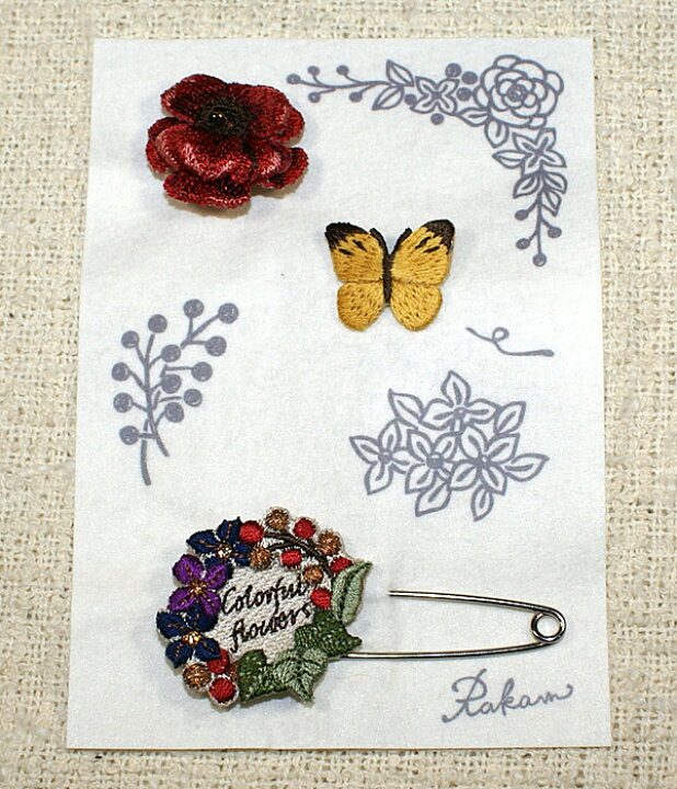 楽天市場】【フラワー3点セット】Made in japan、刺繍、ブローチ 