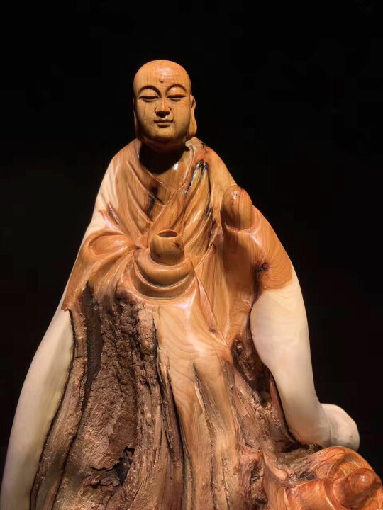 楽天市場】彫刻 崖柏（ヤーバイ） お坊さん 仏像 自然木 銘木 ヤーバイ 