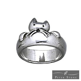 【PETER STONE】ネコ（キャット） スターリングシルバー リング（指輪） 猫【送料無料♪】