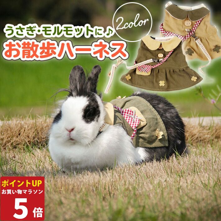 【10%OFF11日1:59まで】 うさぎ ハーネス 小動物用 モルモット ウサギ 子猫 お散歩 リード ベージュ カーキ /うさぎモルモットハーネス