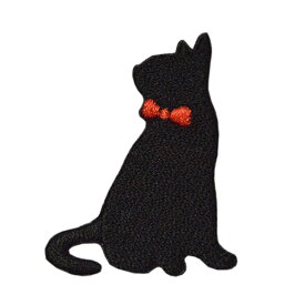 ねこ ワッペン ネコ 刺繍 アイロン接着 縦4.1cm×横3.3cm 猫 cat 黒猫 動物 アイロンワッペン 手芸 かわいい 入園 入学 わっぺん アップリケ あっぷりけ wappen マスク用小さいサイズ