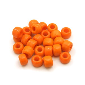 【25粒入】【 6.5×4mm ガラスカラービーズ 橙色/オレンジ 】 アクセサリーパーツ/ガラス/ビーズ/カラフル/手芸/ハンドメイド/オリジナル/制作/修理/基本パーツ/日本製