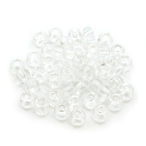【50粒入】【 5.5×3mm ガラスカラービーズ 透明/クリア 】 アクセサリーパーツ/ガラス/ビーズ/カラフル/手芸/ハンドメイド/オリジナル/制作/修理/基本パーツ/日本製