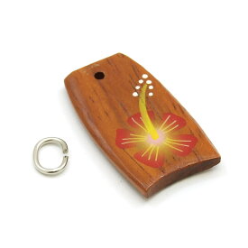 1ヶ入【ウッドブギーボード ペンダントトップ (D)レッド】小判カン付　アクセサリーパーツ/ペンダントトップ/ウッド/サーフボード/ハワイアン/天然素材/手作り/ハンドメイド/ペイント/ウッドトップサーフ