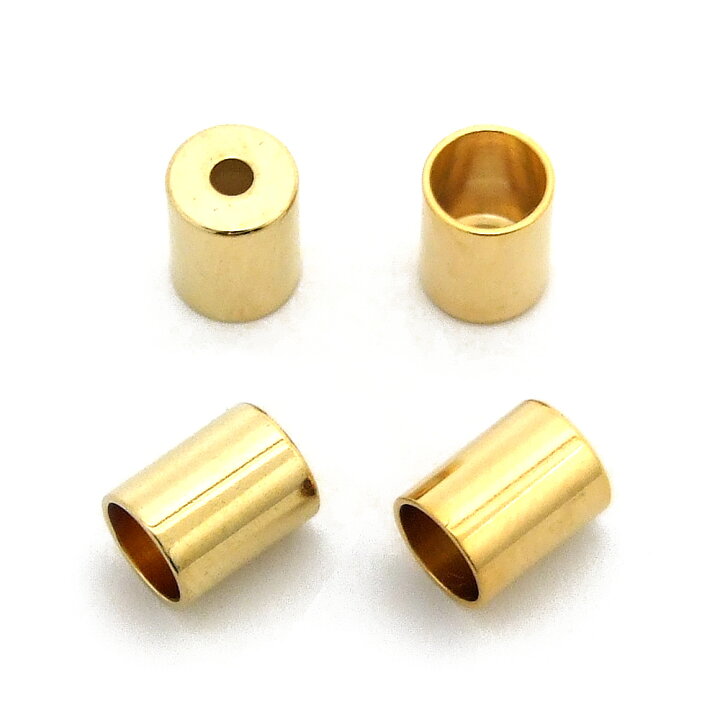 楽天市場】4ヶ入【 5mm円柱キャップ金具 [1.8mm穴あき] G/ゴールド 