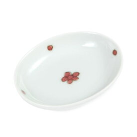 【佐賀県/そうた窯（そうたがま）】染付 赤小花紋 楕円姫小皿