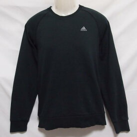 【中古】 【送料無料】 古着 メンズM-L相当 adidas/アディダス スウェットシャツ トレーナー カジュアル 普段着 スポーツMIX ロゴ ブラック E07563