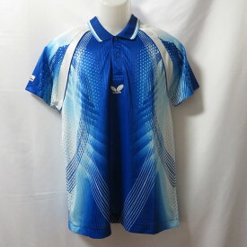 【中古】 【送料無料】 古着 メンズL butterfly/バタフライ ポロシャツ 半袖 卓球ウェア ブルー 42050