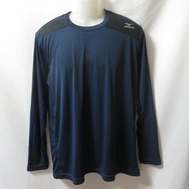 【中古】 【送料無料】 古着 メンズXL MIZUNO/ミズノ ポリエステルTシャツ 長袖 スポーツ ジム ジョギング トレーニング ランニング ネイビー