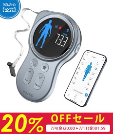 【お買い物マラソン最大50%OFF】RENPHO スマート ボディメジャー 【第二世代】 巻き尺 スマホ連動 自動巻取り式 1.5Mボディー12部位測定可能 テープメジャー バスト ウエスト 両面目盛 インチ センチ ディスプレーに測定結果表示 測定 専用アプリ健康管理 一年保証
