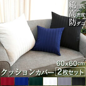 【日本製】クッションカバー 2枚セット 60×60cm サテンストライプ 《雅》 | 60×60 おしゃれ 洗える クッション セット カバー 60 サテン ホテル仕様 ストライプ 正方形 防ダニ 白 綿 お洒落 スクエアクッション オールシーズン