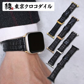 アップルウォッチ バンド クロコダイル 黒 ブラック 高級 日本製 メンズ レディース レザー 革 本革 おしゃれ Apple Watch ブランド ナイルクロコダイル ultra2 シリーズ9 SE 7 8 Ultra ウルトラ 38mm 40mm 41mm 42mm 44mm 45mm 49mm