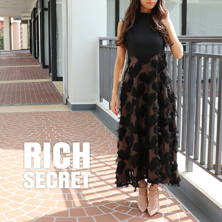 楽天市場 ワンピース ドレス 星 星柄 ロングワンピ ロングスカート フレアスカート Aライン ロングドレス ノースリ セレモニー パーティ タイトドレス ワンピ パーティードレス レース 花柄 刺繍 披露宴 二次会 同窓会 Rich Secret