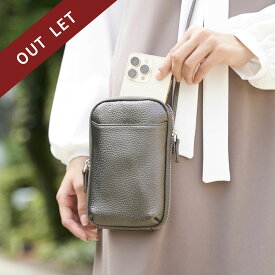 【訳アリ品 ガンメタリックのみ&在庫限り】スマホポシェット スマホポーチ スマホショルダーバッグ 財布 ショルダー スマホ 入る レディース おしゃれ 本革 軽量 皮 レザー 斜めがけ ストラップ 縦型 カード入れ キーリング付 ポシェット RICKERS リッカーズ アウトレット