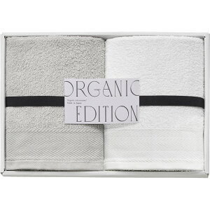 お歳暮 オーガニックエディション オーガニックコットン使用国産フェイスタオル2P 生産 無農薬 化学薬品 製法 薄手 吸水性 洗濯後 普段使 便利 オーガニック オーガニックコットン タオル